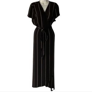 LOFT Wrap Dress with White Stripes and belt